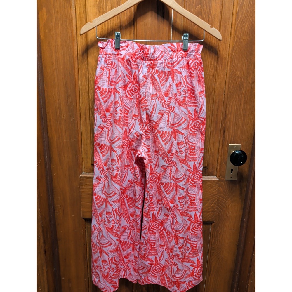 Kourt, Pink Red Floral Paperbag Waist Wide Leg Pants Size Small - Picture 2 of 7